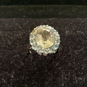 Sterling 6.00 ct tw Multi-Gemstone Ring/Green Quartz & Blue Topaz/Size 7/NEW!